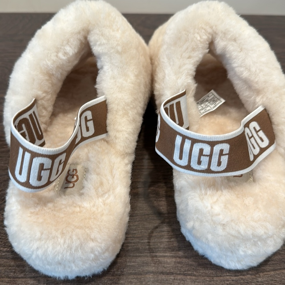 UGG Fluffy Tan Slippers - Picture 3 of 6